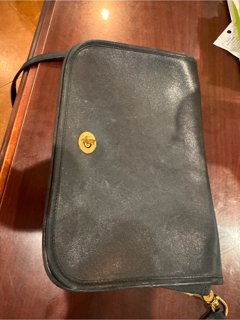 Coach Black Leather satchel with Gold Turn Lock Accent